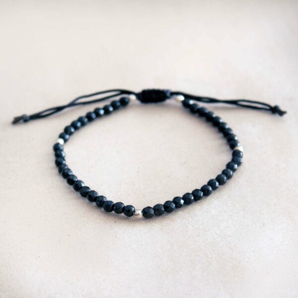 4mm beads black tourmaline anklet