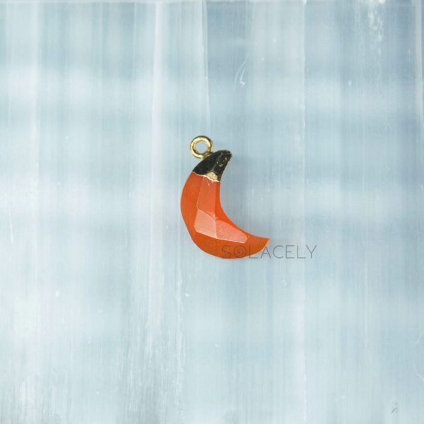 Carnelian Moon Shape Electroplated Pendant for Creativity