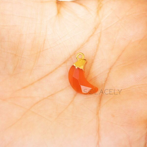 Carnelian Moon Shape Electroplated Pendant for Creativity - Image 3