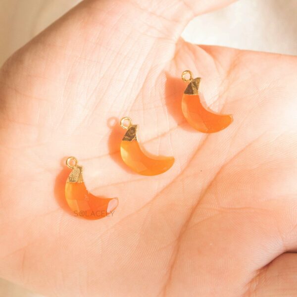 Carnelian Moon Shape Electroplated Pendant for Creativity - Image 2