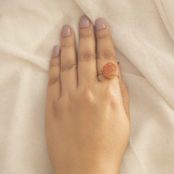 Round Raw Carnelian Ring