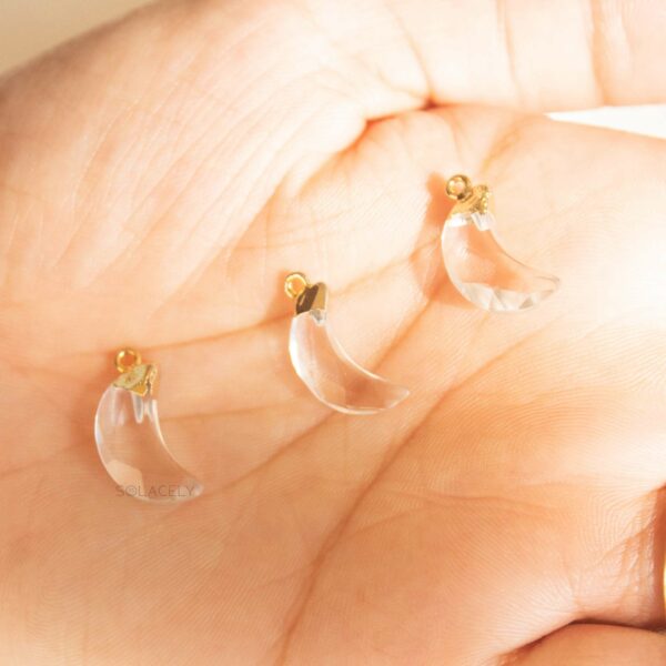 Clear Quartz Moon Shape Electroplated Pendant - Image 2