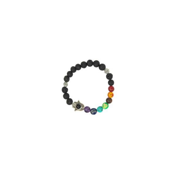 7 Chakra Lava Stone Hamsa Bracelet - Essential Oil Diffuser - Image 2