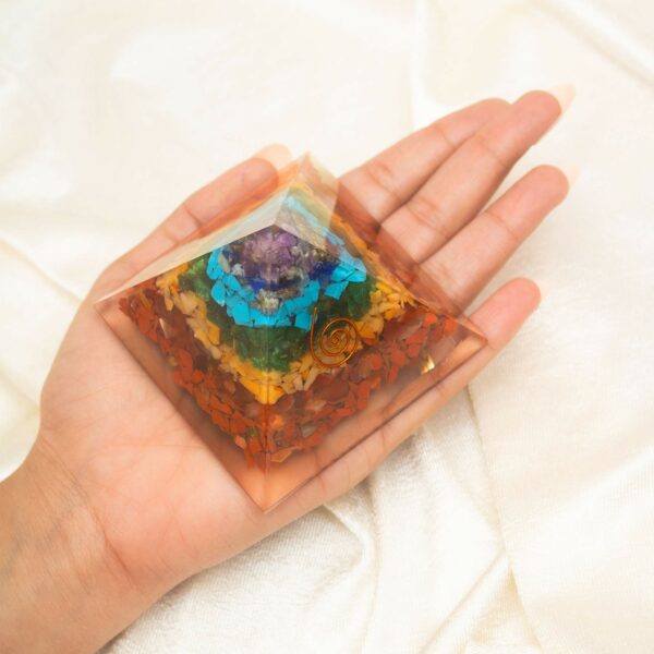 Seven Chakra Orgone Pyramid - Healing Energy Home Decor - Image 3