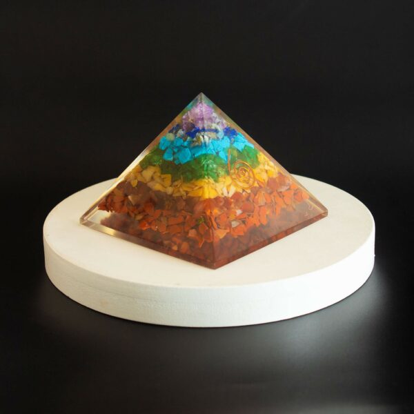 Seven Chakra Orgone Pyramid - Healing Energy Home Decor - Image 2