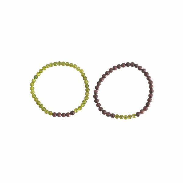 Peridot and Red Garnet Couple Bracelet 4mm Beads - Image 5