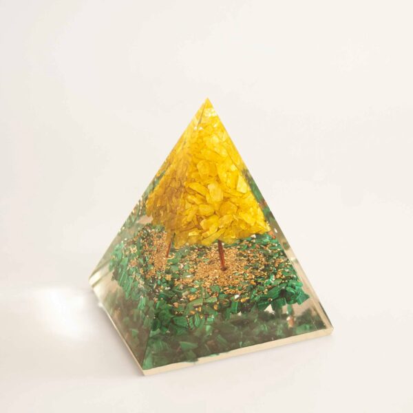 citrine and orgone malachite pyramid