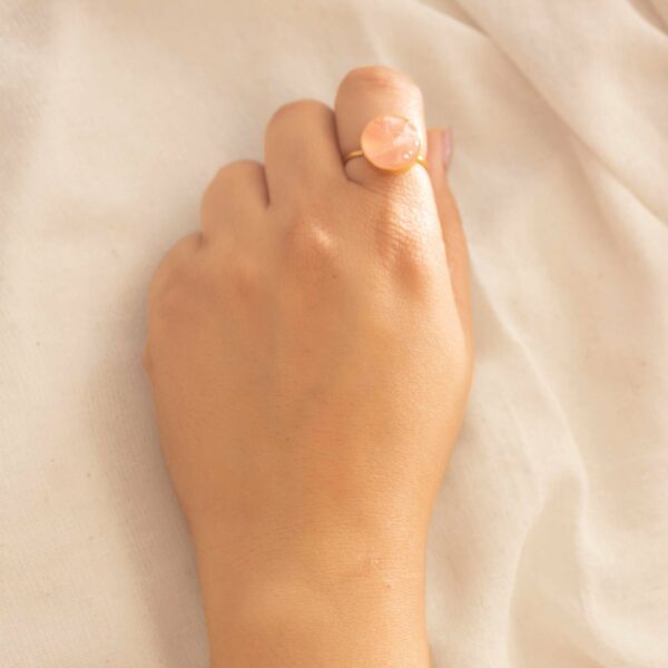 rose quartz ring adjustable round