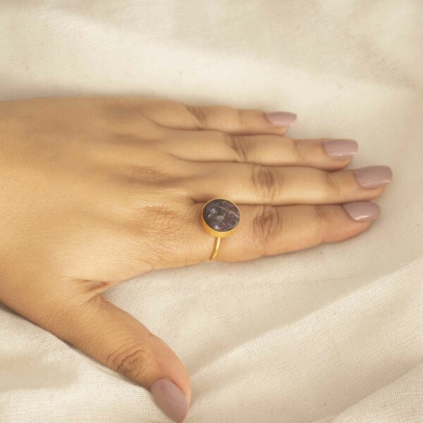 adjustable raw amethyst ring
