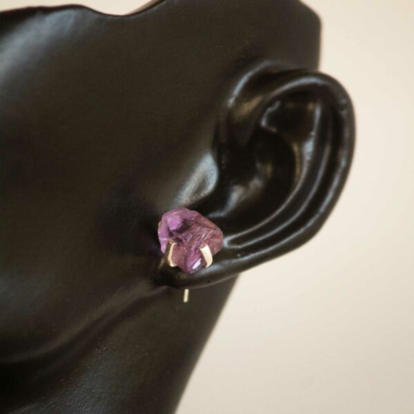 Raw Amethyst Sterling Silver Earring - Image 2
