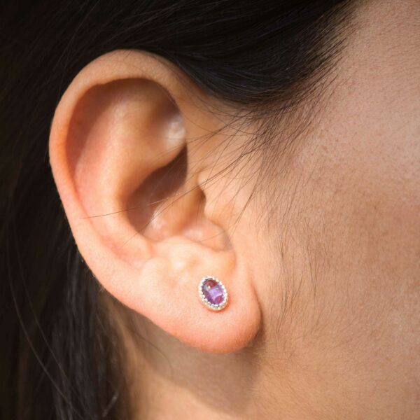 Amethyst Sterling Silver Stud Earrings - Image 2