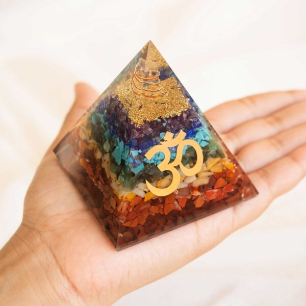 Seven Chakra Orgone Pyramid with Om - Image 3