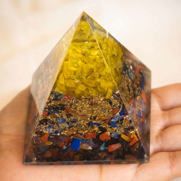 Seven Chakra Orgone Pyramid with Citrine Tree of Life - Image 3