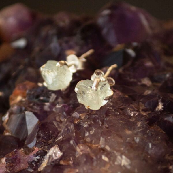 Raw Aquamarine Sterling Silver Earrings