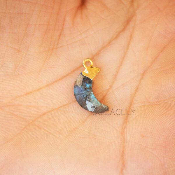Labradorite Moon Shape Electroplated Pendant - Image 4