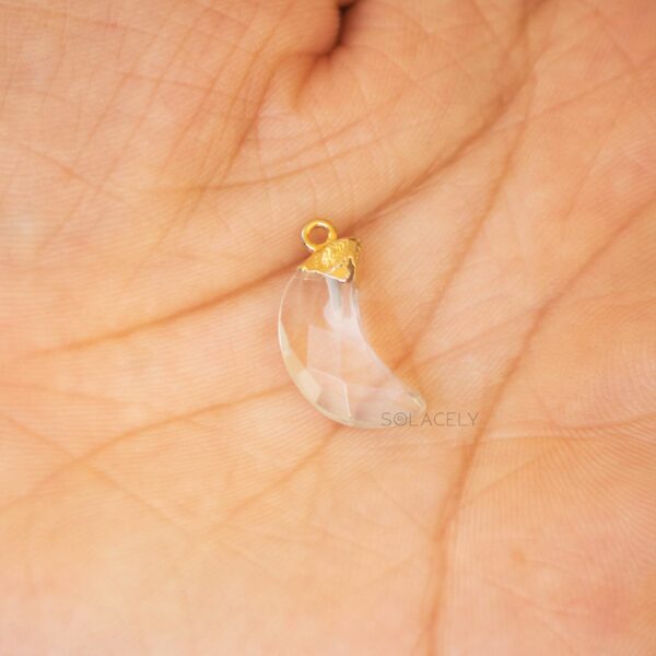 Clear Quartz Moon Shape Electroplated Pendant - Image 3