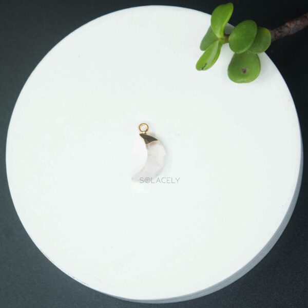 Rose Quartz Moon Shape Electroplated Pendant - Image 4
