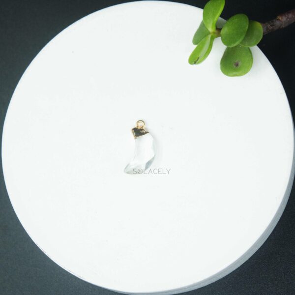 Clear Quartz Moon Shape Electroplated Pendant - Image 4
