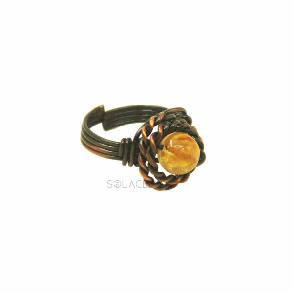 Antique Copper Wire Wrapped Ring with Citrine Stone - Image 4
