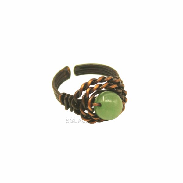 Antique Copper Wire Wrapped Ring with Green Aventurine Stone - Image 4