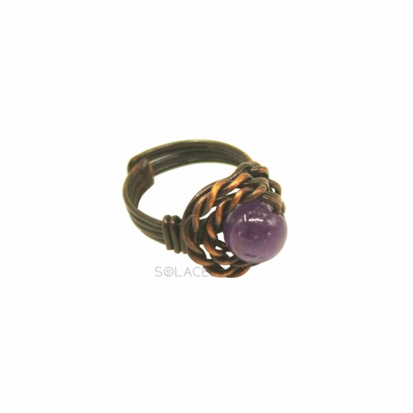 Antique Copper Wire Wrapped Ring with Amethyst Stone - Image 4
