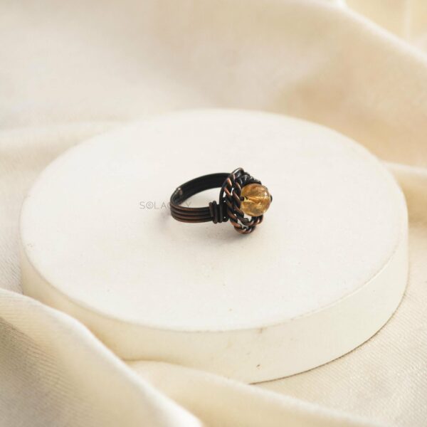 Antique Copper Wire Wrapped Ring with Citrine Stone - Image 2