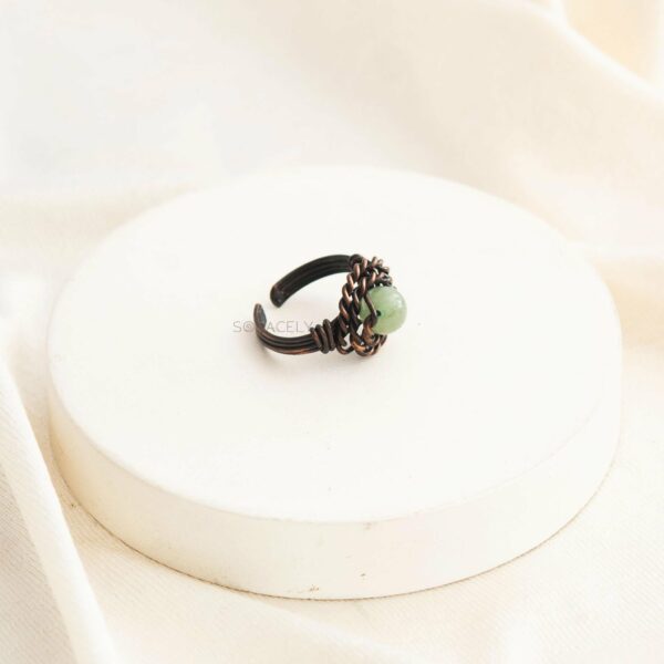 Antique Copper Wire Wrapped Ring with Green Aventurine Stone - Image 2