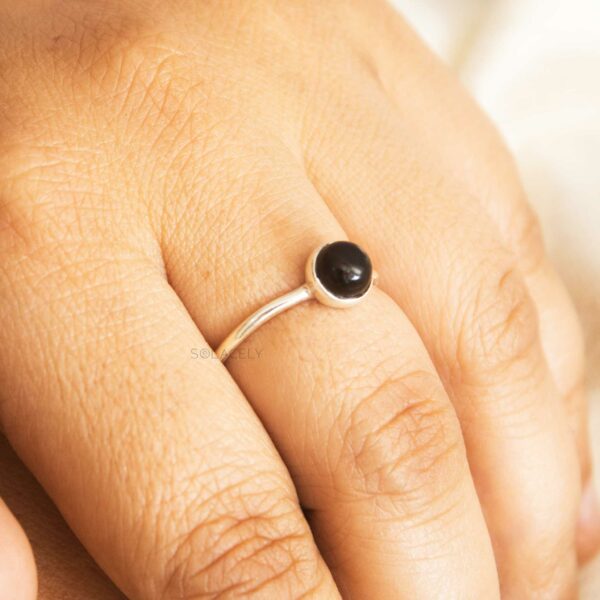 Black Tourmaline Sterling Silver Ring - Image 2