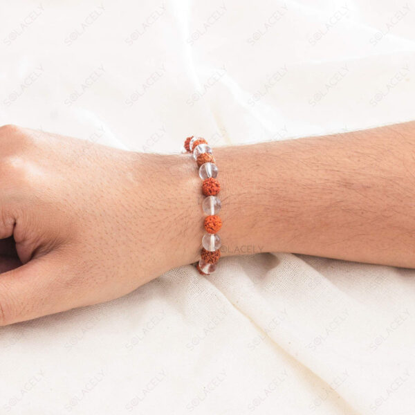 Rudraksha and Clear Quartz Bracelet 8mm Beads