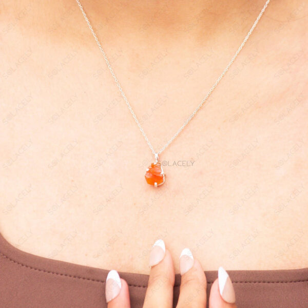 Raw Carnelian Sterling Silver Necklace - Image 3
