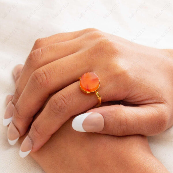 Raw Carnelian Ring - Round - Image 4