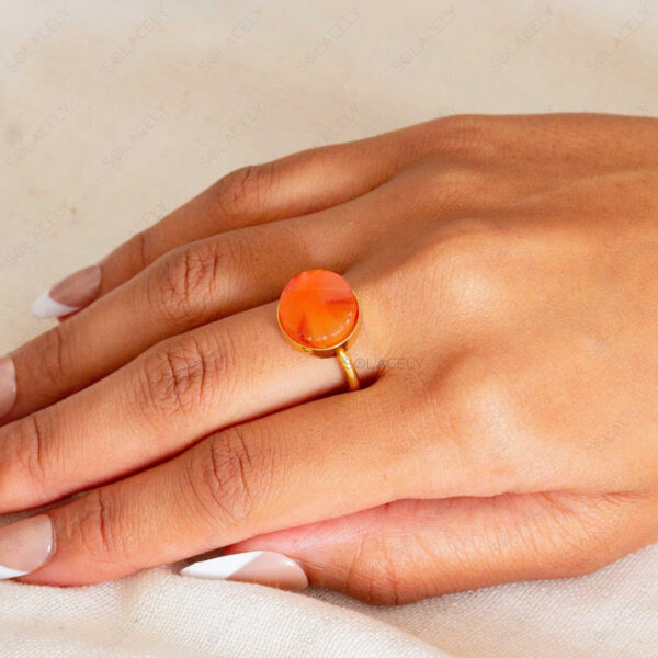 Raw Carnelian Ring - Round - Image 3