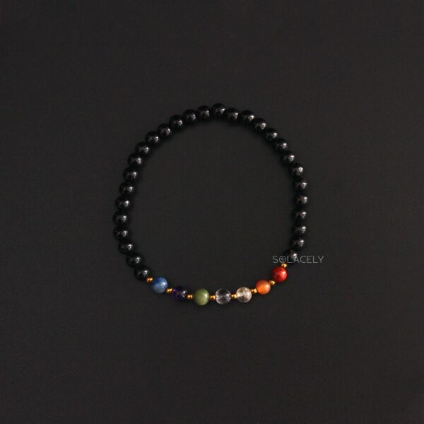 Seven Chakra Bracelet with Black Tourmaline 4mm Beads - Image 3