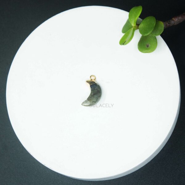 Labradorite Moon Shape Electroplated Pendant - Image 3