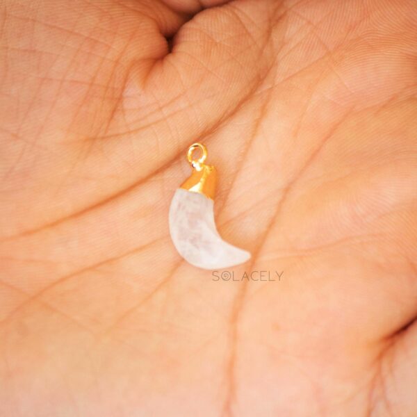 Rainbow Moonstone Moon Shape Electroplated Pendant - Image 3