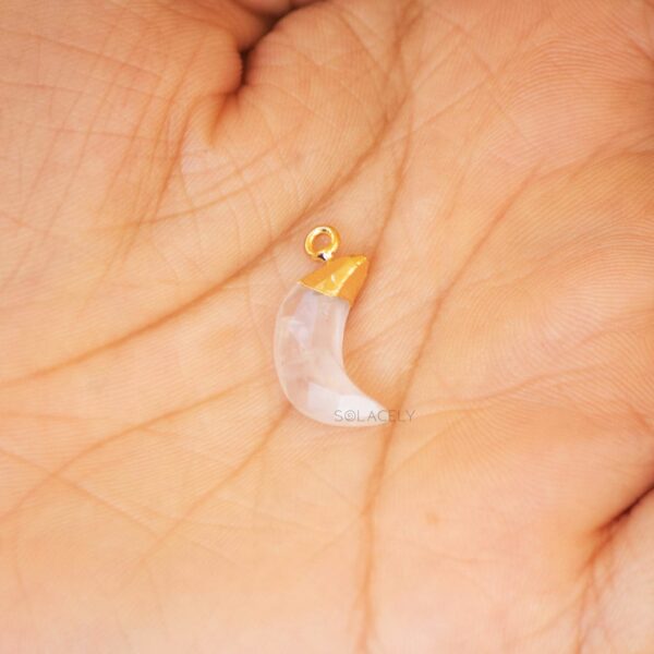 Rose Quartz Moon Shape Electroplated Pendant - Image 3