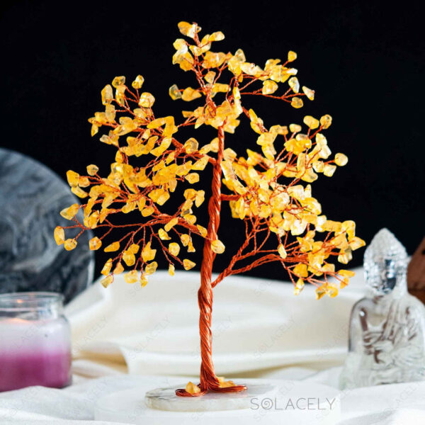 Citrine Crystal Tree of Life with Agate Base - Image 3
