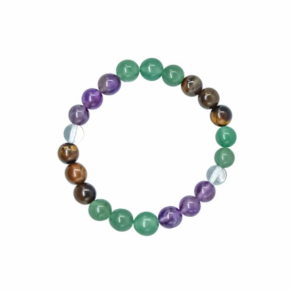 Amethyst, Green Aventurine, Tiger's Eye, and Clear Quartz combination bracelet