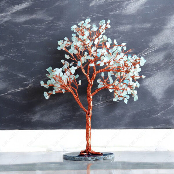 Aquamarine Crystal Tree of Life with Agate Base - Image 2