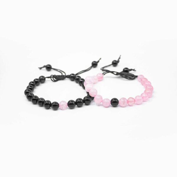Couple Bracelet Rose Quartz and Black Tourmaline