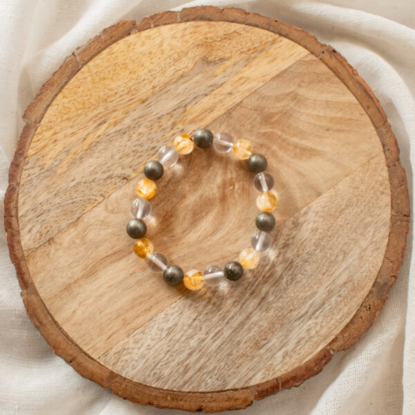 citrine pyrite and clear quartz wealth bracelet