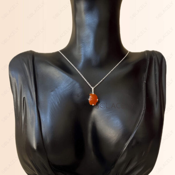 Raw Carnelian Sterling Silver Necklace - Image 5