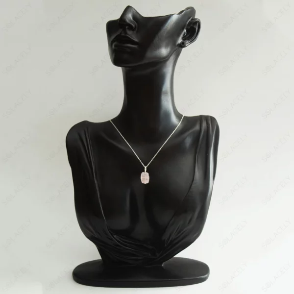 Raw Rose Quartz Sterling Silver Necklace - Image 6