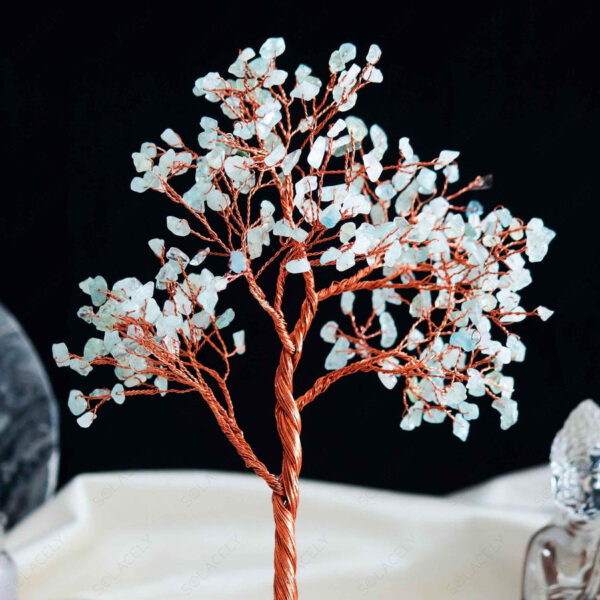 Aquamarine Crystal Tree of Life with Agate Base - Image 3