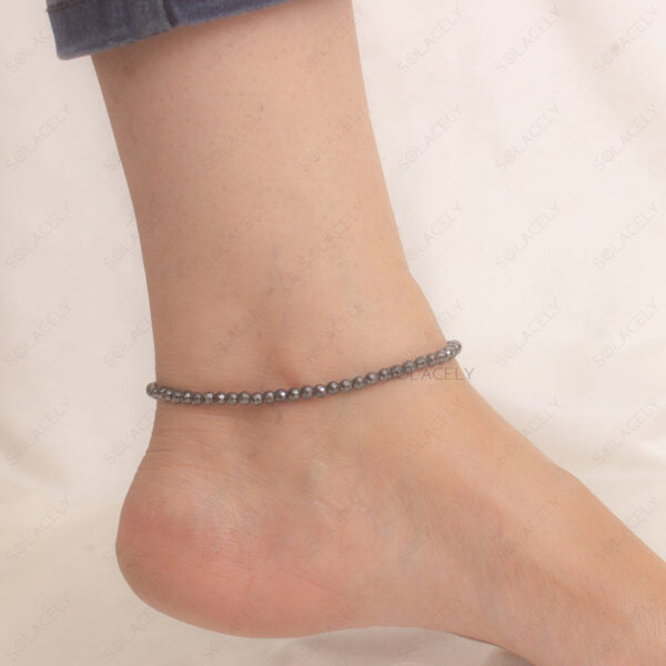 Hematite Stretchable Anklet with Faceted Beads