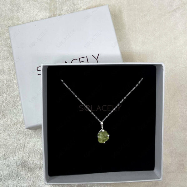 Raw Peridot Sterling Silver Necklace - Image 6