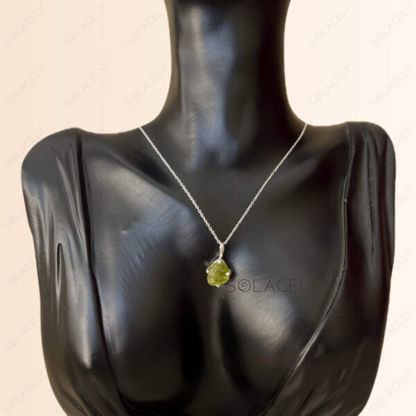 Raw Peridot Sterling Silver Necklace - Image 3