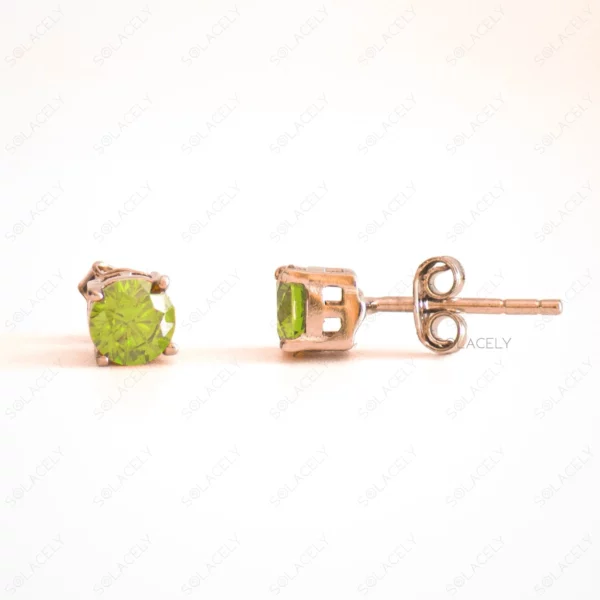 Peridot Sterling Silver Rhodium Plated Stud Earrings - Image 3
