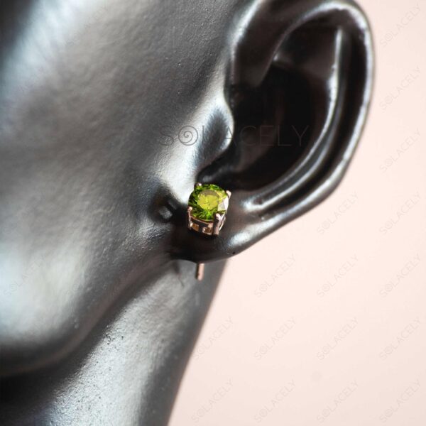 Peridot Sterling Silver Rhodium Plated Stud Earrings - Image 4