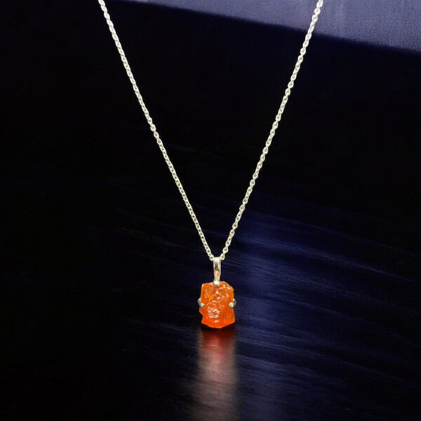 Raw Carnelian Sterling Silver Necklace - Image 2